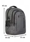 Gri Sportif Darbe Emici Su Geçirmez 14-16 inç Laptop Sırt Çantası