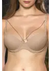 Günlük Kullanıma Uygun Ten Zincir Aksesuarlı Yarım Push-up Sütyen,destekli, Düşük Dekolte Uyumlu