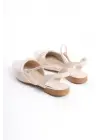 Hannah Lastikli Ortopedik Rahat Taban Taş Detaylı Kadın Babet Ayakkabı  Kt - Krem