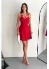 İnce Çift Askılı Mini Elbise