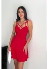 İnce Çift Askılı Mini Elbise