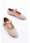 Bej Baret Tokalı Günlük Bayan Ayakkabı