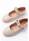 Bej Baret Tokalı Günlük Bayan Ayakkabı