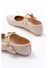 Bej Baret Tokalı Günlük Bayan Ayakkabı