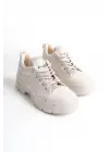 Jane Bağcıklı Ortopedik Taban Kadın Sneaker Spor Ayakkabı  Kt - Krem