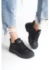 Jane Bağcıklı Ortopedik Taban Kadın Sneaker Spor Ayakkabı  St - Siyah
