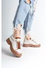 Jane Bağcıklı Ortopedik Taban Kadın Sneaker Spor Ayakkabı  Tt - Krem