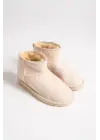 Jolıe Bağcıksız Düz Taban İçi Kürklü Kısa Süet Kadın Bot Kt - Krem