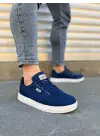 Tb0118 Rex Bağcıklı Keten Kumaş Erkek Günlük Sneaker Ayakkabı Kbt - Lacivert