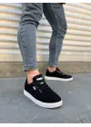 Jy0118 Rex Bağcıklı Keten Kumaş Erkek Günlük Sneaker Ayakkabı Kbt - Siyah