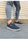 Tb0118 Rex Bağcıklı Keten Kumaş Erkek Günlük Sneaker Ayakkabı Kgt - Füme