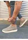 Tb0118 Rex Bağcıklı Keten Kumaş Erkek Günlük Sneaker Ayakkabı Kkt - Bej