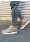 Tb0118 Rex Bağcıklı Keten Kumaş Erkek Günlük Sneaker Ayakkabı Kkt - Bej