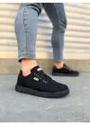 Tb0118 Rex Bağcıklı Keten Kumaş Erkek Günlük Sneaker Ayakkabı Kst - Siyah