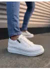 Tb155 Warrior Bağcıklı Ve Fermuarlı Cilt Erkek Günlük Sneaker Ayakkabı Cbt - Beyaz