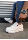 Tb155 Warrior Bağcıklı Ve Fermuarlı Cilt Erkek Günlük Sneaker Ayakkabı Cbt - Beyaz