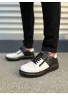 Tb155 Warrior Bağcıklı Ve Fermuarlı Cilt Erkek Günlük Sneaker Ayakkabı Cst - Siyah/beyaz