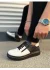Tb155 Warrior Bağcıklı Ve Fermuarlı Cilt Erkek Günlük Sneaker Ayakkabı Cst - Siyah/beyaz