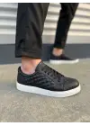 Tb166 Prestige Bağcıklı Cilt Kapitone Desenli Erkek Günlük Sneaker Ayakkabı Cbt - Siyah