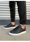 Tb166 Prestige Bağcıklı Cilt Kapitone Desenli Erkek Günlük Sneaker Ayakkabı Cbt - Siyah