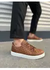 Tb166 Prestige Bağcıklı Cilt Kapitone Desenli Erkek Günlük Sneaker Ayakkabı Cbt - Taba