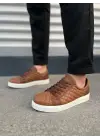 Tb166 Prestige Bağcıklı Cilt Kapitone Desenli Erkek Günlük Sneaker Ayakkabı Cbt - Taba