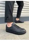 Tb166 Prestige Bağcıklı Cilt Kapitone Desenli Erkek Günlük Sneaker Ayakkabı Cst - Siyah