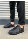 Tb166 Prestige Bağcıklı Cilt Kapitone Desenli Erkek Günlük Sneaker Ayakkabı Cst - Siyah