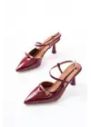 K-6722 Bordo Rugan Toka Detaylı Sivri Burun Kadın Ayakkabı