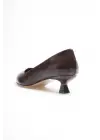 Kadın Acı Kahve Kırışık Rugan Kısa Topuklu Stiletto Ayakkabı TR20MS03D