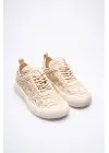 Kadın Bej Örgü Detaylı Günlük Sneaker Rahat ve Hafif Spor Ayakkabı TR01MY01C