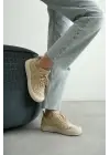 Kadın Bej Örgü Detaylı Günlük Sneaker Rahat ve Hafif Spor Ayakkabı TR01MY01C