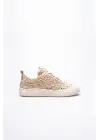Kadın Bej Örgü Detaylı Günlük Sneaker Rahat ve Hafif Spor Ayakkabı TR01MY01C