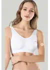 Kadın Beyaz Kalın Askılı Çıkarılabilir Pedli Örme Seamless Dikişsiz Basic Büstiyer