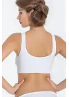 Kadın Beyaz Kalın Askılı Çıkarılabilir Pedli Örme Seamless Dikişsiz Basic Büstiyer