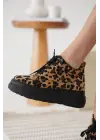 Kadın Gizli Topuk Siyah Taban Leopar Spor Ayakkabı TR10MS01K