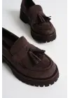 Kadın Günlük Acı Kahve Süet Loafer Ayakkabı TR10MS03E
