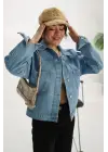 Kadın Mavi Kısa Kot Ceket