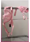 Kadın Pembe Dantelli Balenli  Sütyen Külot Takım