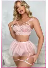 Kadın Pudra Tül Etekli, Göğüs Balenli Fantazi Kostüm