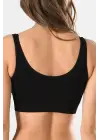 Kadın Siyah Kalın Askılı Çıkarılabilir Pedli Örme Seamless Dikişsiz Basic Büstiyer