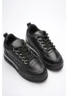 Kadın Siyah Tabanlı Siyah Gizli Topuklu Sneaker TR04MS01D