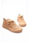 Kadın Taba Örgü Detaylı Günlük Sneaker Rahat ve Hafif Spor Ayakkabı TR01MY01D