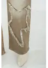 Kadın Yüksel Bel Püskül Detaylı Palazzo Jean Kot Pantolon