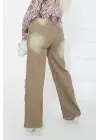 Kadın Yüksel Bel Püskül Detaylı Palazzo Jean Kot Pantolon