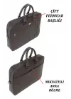 Kahverengi Unisex 17,3 inç Evrak-Laptop Çantası