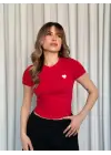 Kalpli Kırmızı Bluz