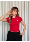 Kalpli Kırmızı Bluz