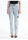 Kargo Cep Kar Yıkama Jeans Pantolon