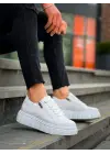Tb-x155 Terzi Bey Beyaz Cilt Detaylı Beyaz Yüksek Taban Günlük Spor Ayakkabı